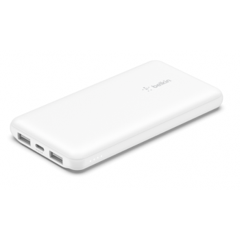 Belkin BPB011btWH BoostCharge 便攜式行動電源 10000mAh + USB-A 至 USB-C 連接線 (白色)